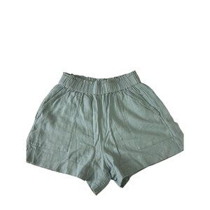 Abercrombie & Fitch Womens Linen Blend Light Green Elastic Waist Shorts Small